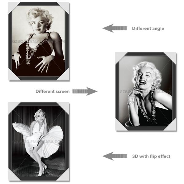 Marilyn Monroe Movie Star Poster For Home Wall Decoration , 3d Flipped Picture