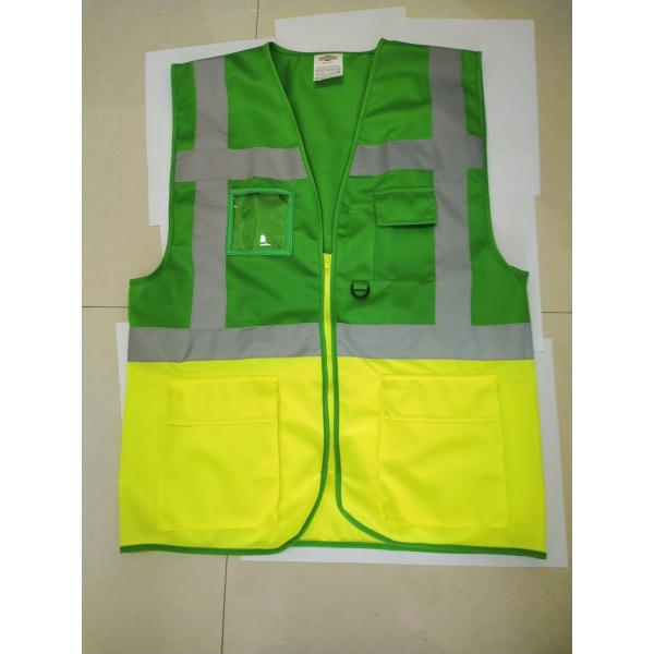 Four Pocket High Visibility Vest Double Color Tear Away Safety Vest