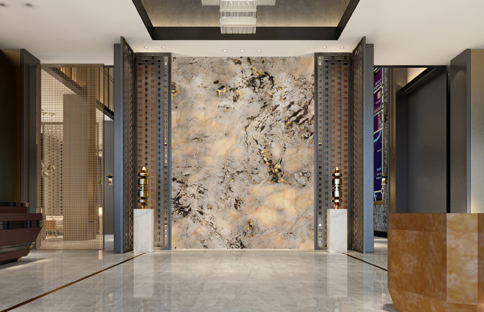 3D Printed Translucent Stone Feature Wall Panel Waterproof Art Cladding