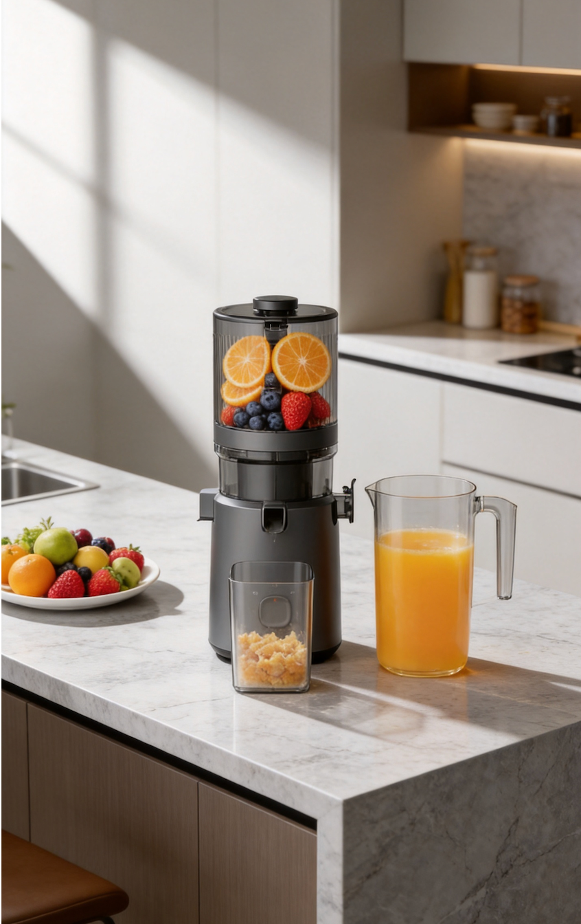 Fresh Smart HJ303 Extra-Wide Slow Masticating Juicer – For the Love of Fresh Juice with 155mm Chute, 2400ml Hopper, 200W Cold Press & Self-Cleaning