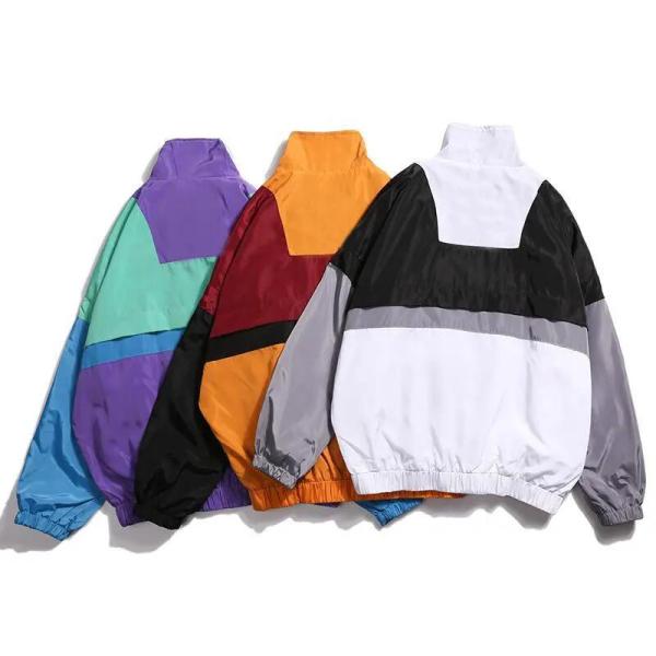 Latest Design Pullover Windbreaker Jackets Black Color Loose