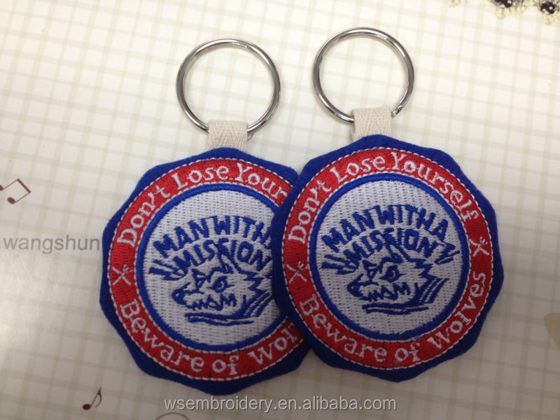 Small Cute Embroidery Key Chain Double Side Embroidery & Printing Key Chain for Cartoon Characters