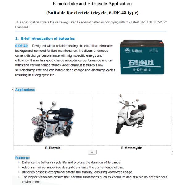 Tieying Electric Tricycle Rechargeable Lead Acid Battery 6-DF-48.3Ah 12 Volt