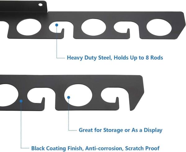 Fishing Rod Holders Metal Bracket Wall Mount Bracket for 12 Rods Wall Ceiling Rod Rack