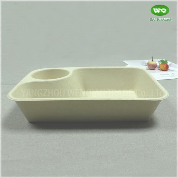 Biodegradable Unbleached 850ml Meal Box With Sauce Cup,Tree Free Sugarcane Bagasse Meal Prep Take Out Container In Bulk