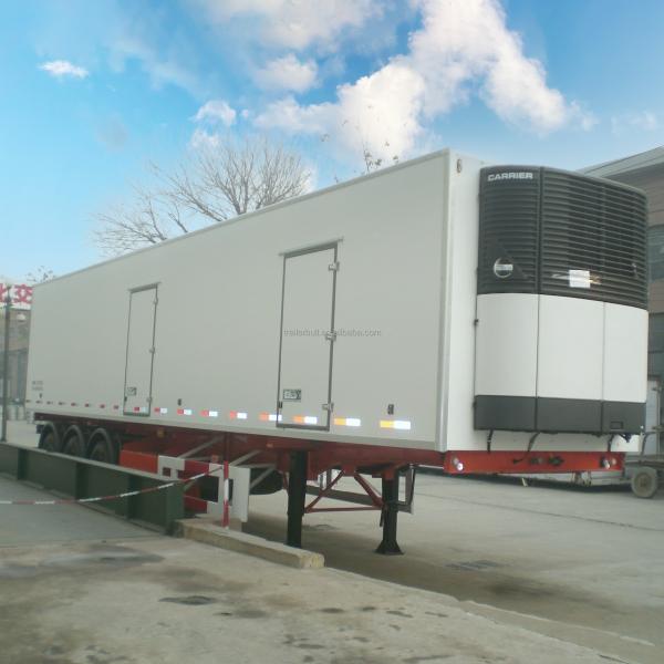 Stainless Steel 45ft 3 Axle Frozen Meat Refrigerated Trailer with Thermoking Carrier Units