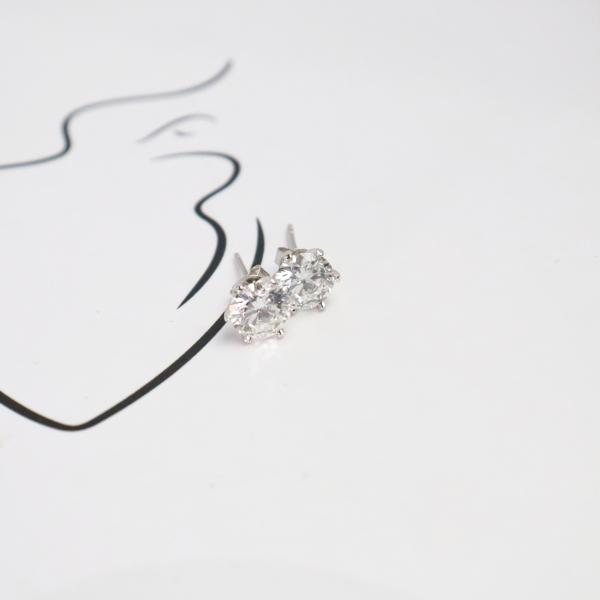 Wholesale 18K White Gold Plated 1CT Lab Diamond Stud Earring Fashion Jewelry for Weddings & Parties Rhodium Setting