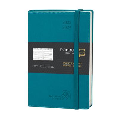 Planejador semanal vertical Pacific Green 2023 2024 com programação horária