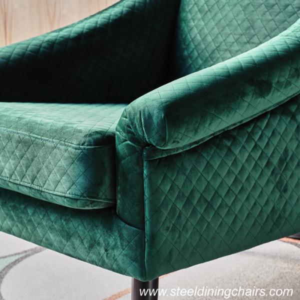 710mm 780mm Velvet Upholstered Dining Chairs With Golden Metal Leg