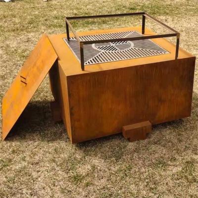 Grande fogo quadrado ardente de madeira de aço Pit Table For Outdoor Cooking de Corten