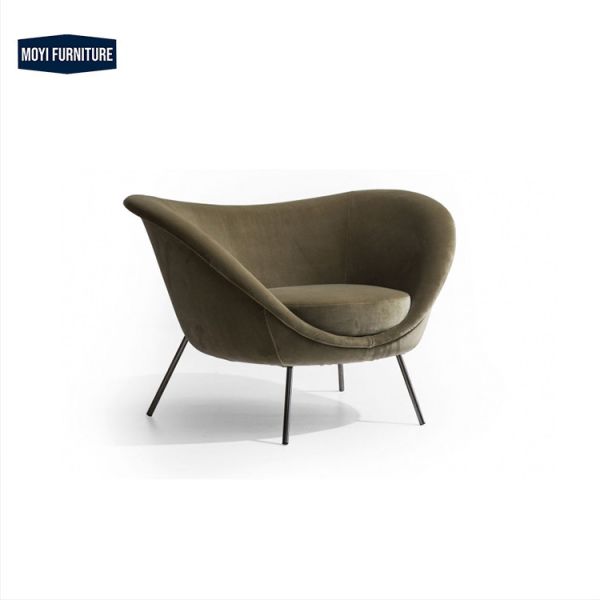 Metal Legs MOYI Scandinavian Design Velvet Sofa Blue Leisure Chairs Modern Home Furniture Luxury Occasional Seating