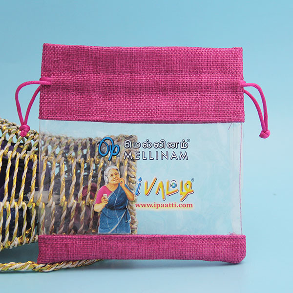 Сумка Дравстринг джута печатания экрана подарка рождества повторно использованна