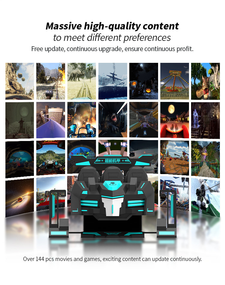 Игроки имитатора игры Seater VR кино 6 стеклоткани 9D VR снимая множественные ехать автомобиль