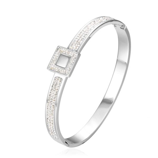 Durable 14 Karat Gold Rhinestone Bracelet Light Luxury Square Rhinestone Bangle