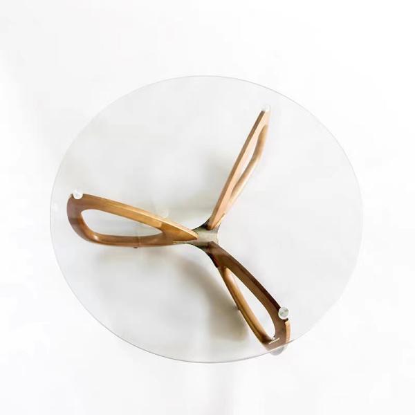 Butterfly Shaped Glass Stainless Steel Coffee Table  Elegant Modern