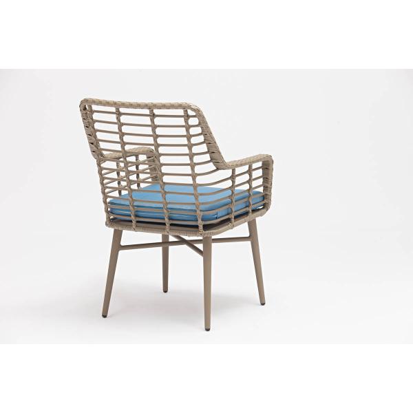 Silla de rotín de jardín con marco recubierto en polvo para muebles exteriores resistentes al agua y al sol