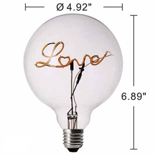 bulbo flexível do diodo emissor de luz de 4W G125, ampola do filamento do amor 230VE27