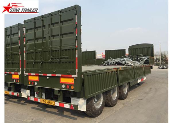 3 Axles Gooseneck Side Wall Semi Trailer Mechanical Suspension / Air Suspension