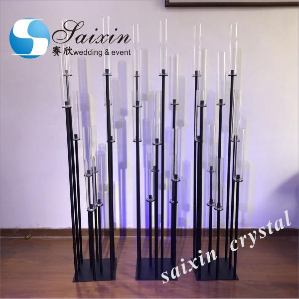 ZT-323B wholesale tall black metal 10 arms candlestick for wedding table centerpieces