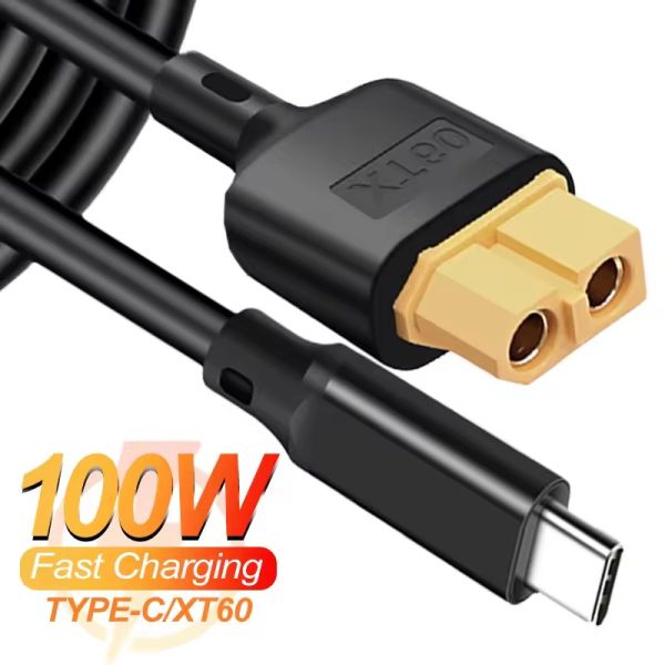 USB Type C Male to XT60 Female Charging Cable 100cm for Drone Model 100 Watts 5 Amps PD2.0 QC2.0