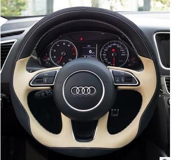 Leather  steering wheel cover hot sale ,black,brown for AUDI ,BENZ ,LEXUS