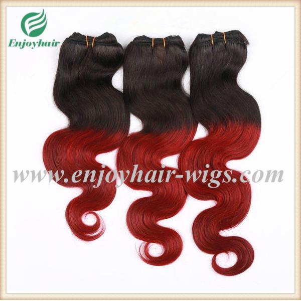 Peruvian 5A virgin remy hair weave ,ombre natural color/red# Body wave 10''-26''length