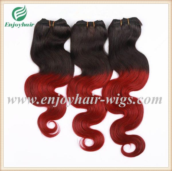Peruvian 5A virgin remy hair weave ,ombre natural color/red# Body wave 10''-26''length