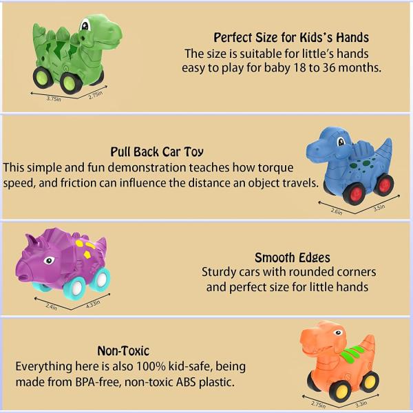Carrinho de transporte de força de atrito puxar para trás carro dinossauro carro brinquedo para crianças e crianças pequenas