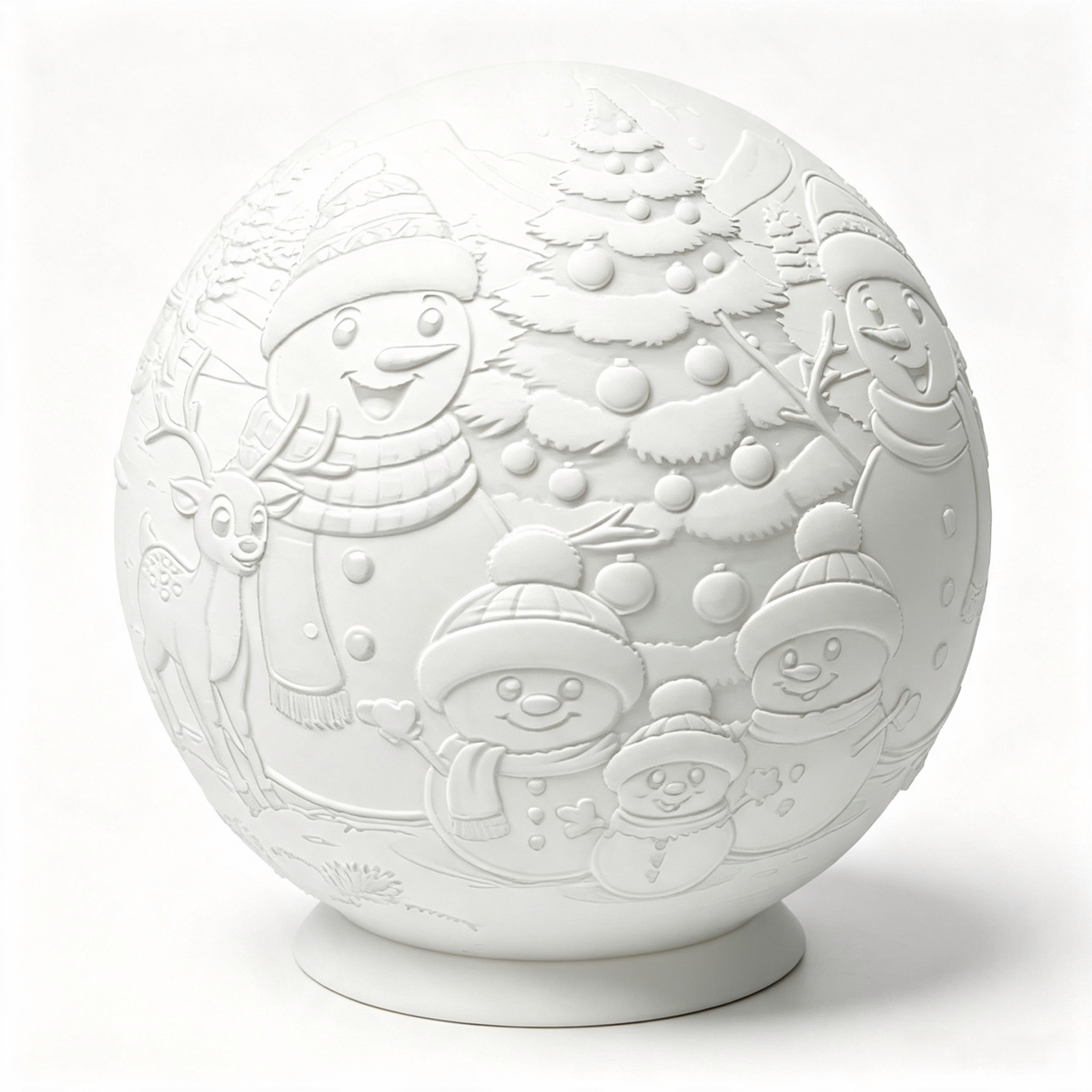 Christmas Snowman Relief Sphere Lamp 3D Printed Art Ornament for Holiday Table Decoration