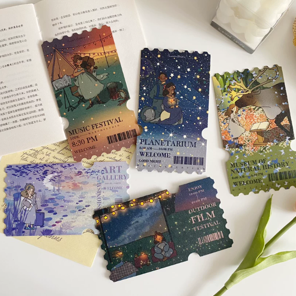 Holographic Pearlescent Souvenir Ticket Stubs With Starry Laser Finish For Events