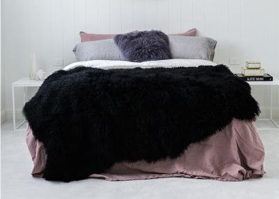 Da pele de carneiro do tapete do preto pele encaracolado de seda real tibetana luxuosa 120 *180cm por muito tempo para o assoalho