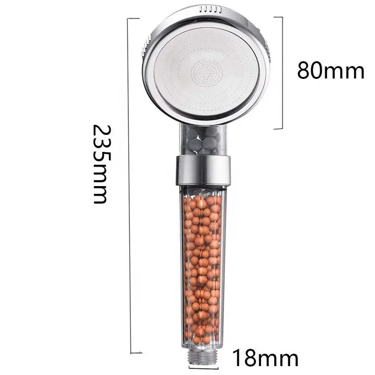 Chrome Surface Finishing ABS Plastic High Pressure Filter Stone Handheld Shower Head