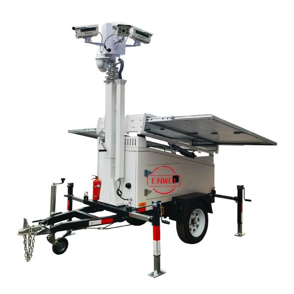 CE Certified Solar Trailer With 4*100W LED Light For Road Work Lighting