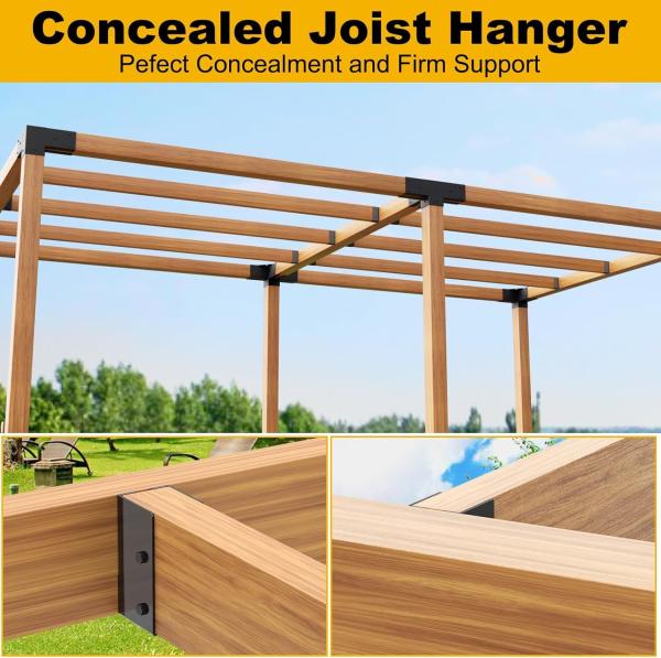 Concealed Flange Joist Bracket 2x4 Outdoor Timber Mount Light Joist Hanger Q235B Steel Powder Coated for Beam Swing Handrail Fence
