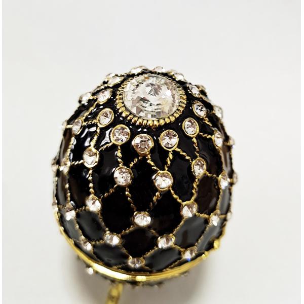 Luxury Faberge Easter Egg Decorative Earring Ring Trinket Holder Box Hand Painted Faberge Egg Style Hinged Jewelry