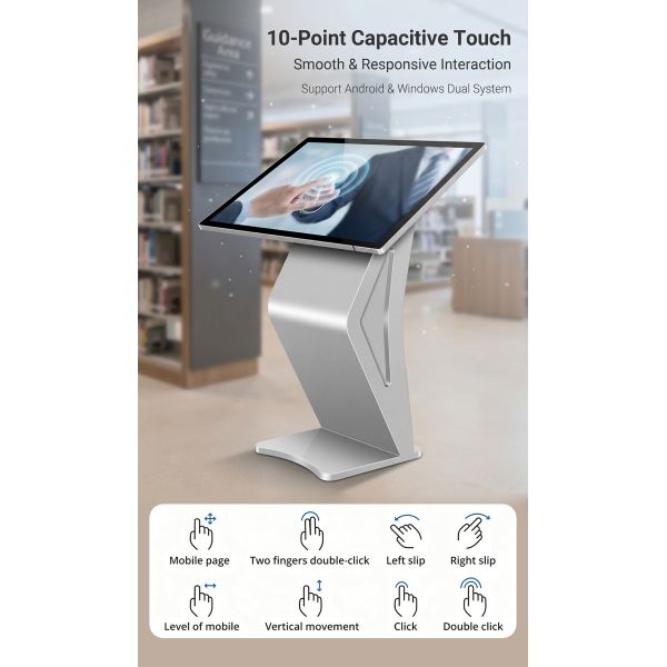 49-Inch S-Shape Landscape Advertising Display Interactive Query Machine 4K Touch Kiosk Commercial Information Board