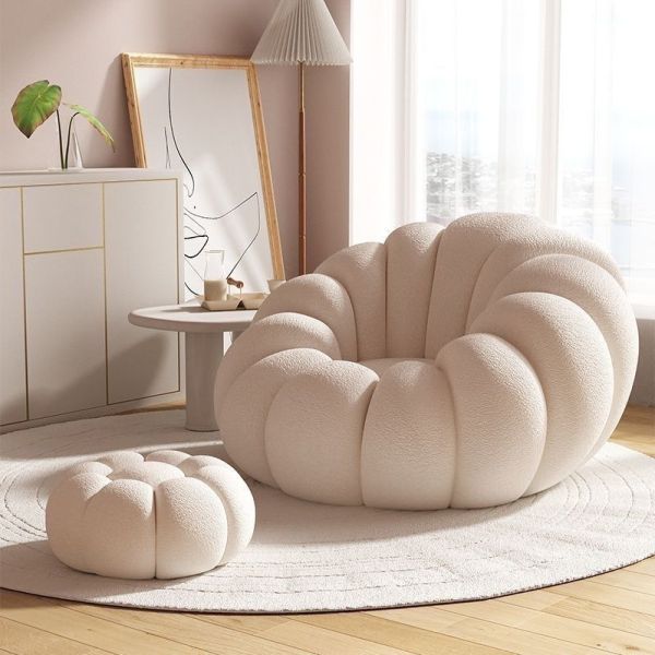 Modern Comfortable Bean Bag Sofa Chair Popular Pumpkin Single Sofa for Small Apartment for Balcony & Bedroom Use