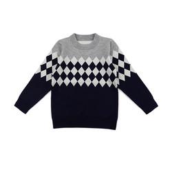 Custom Knitted Cotton Yarn diamond pattern Baby Boy Winter Wear Pullover and Sweater for Kids
