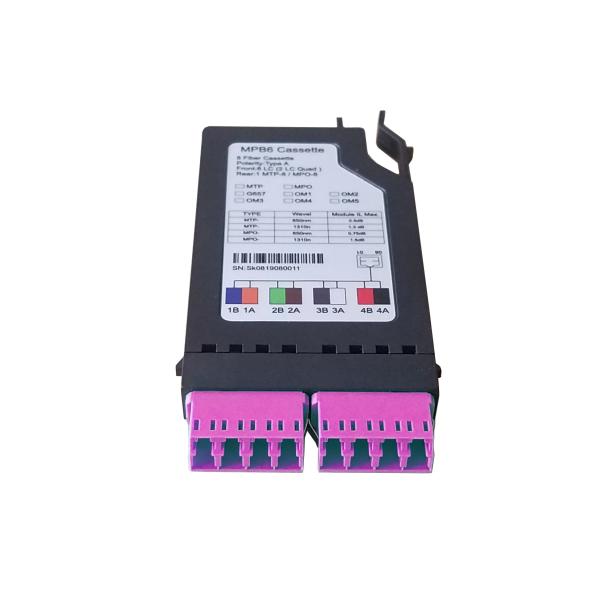 8 Fiber MTP MPO Cassettes 1MPO To 8LC Conversion G657A1 OM3 OM4 Plastic