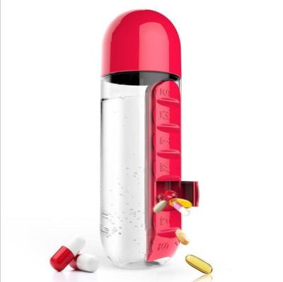 New popular 2 in 1 pill box with water cup  7 Days Pill Box bottle  travel bottle with Weekly pill organizer