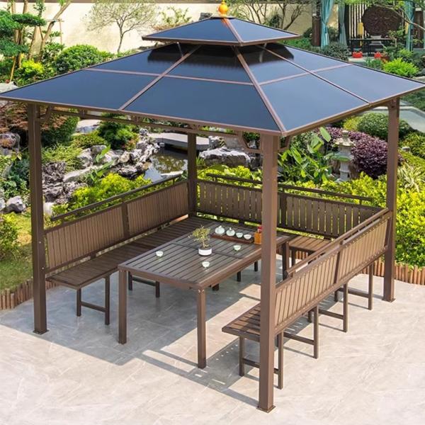 Pergola de metal para o exterior Gazebo de metal de telhado de alumínio Pavilhão de cobertura