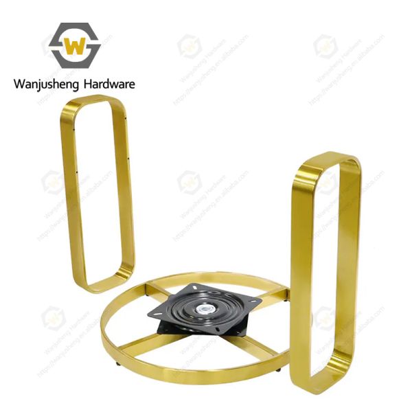 Gold Stainless Steel Decorative Furniture Frame Hardware Accessories Sofa Armrest Base With Handle and Swivel Plate