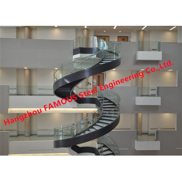 Стальной крытый спиральный поручень, перила руки металла черноты ISO3834