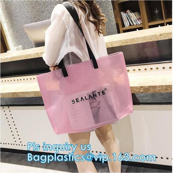 pvc transparent zipper bikini cosmetic bag, tote lady waterproof PVC swimming transparent beach bag, beach bag swimming