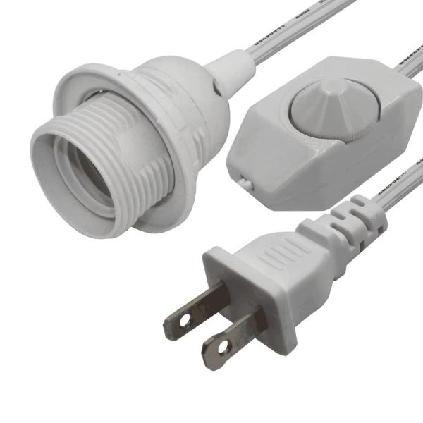 Flame-Retardant E26 Light Socket Adapter with Dimmer Switch