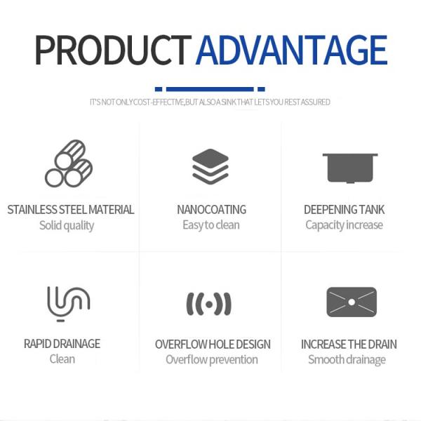 Nano Silver Single Slot Stainless Steel Kitchen Sink Inner Basin Size 660*405mm