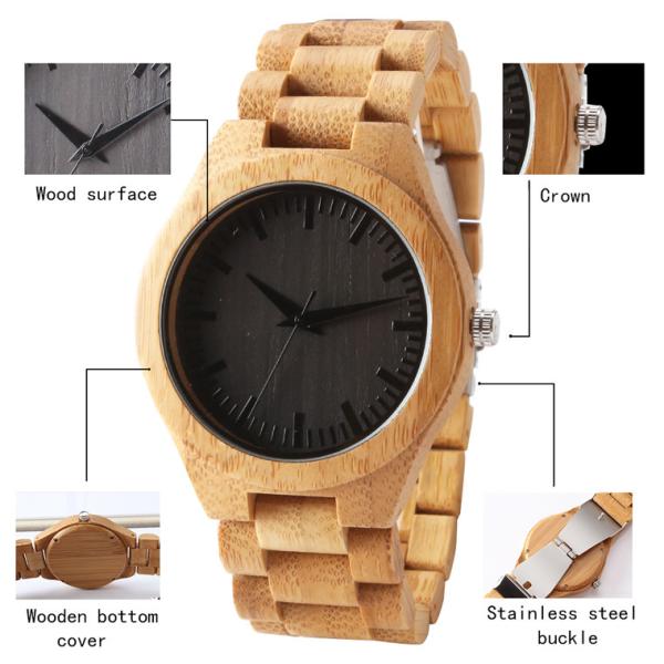 ROHS BSCI Bamboo Wooden Wrist Watch Japan Quartz Movement