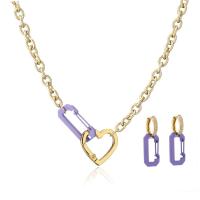 Les bijoux d'or de la fine couche d'or 18K ont placé la boucle d'oreille de collier d'acier inoxydable ont placé la peinture de jet Pin Love