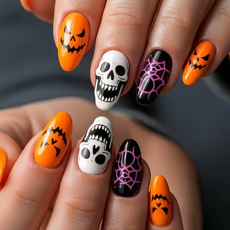 Wholesale Halloween Holiday False Nails Cute Ghost Pumpkin For Holiday