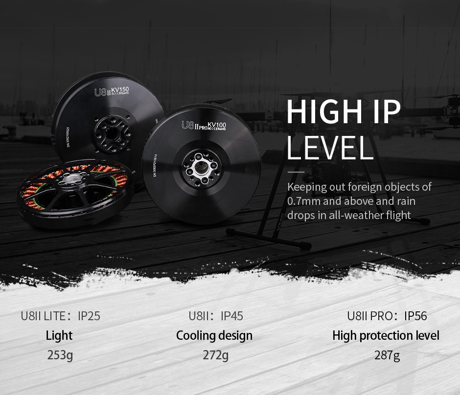 Ligpower U8 II Pro KV100 IP56 Waterproof Low Noise 12S Brushless Motor for Surveying and Mapping Drones Drone Accessories